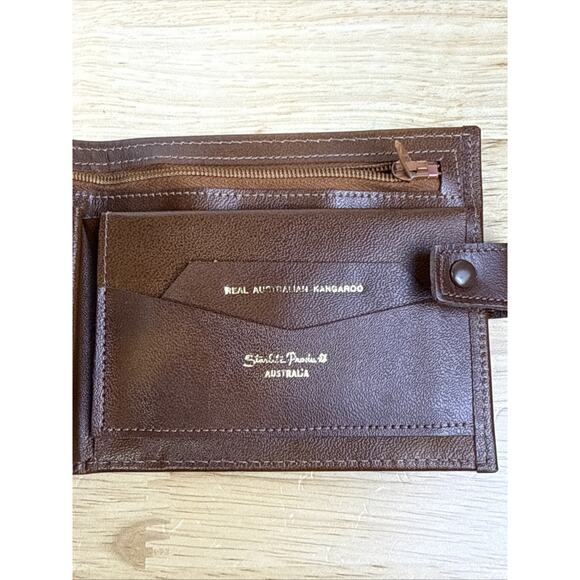 Vintage Brown Leather BiFold Wallet Australia Kangaroo Fur Starlite Products - Picture 4 of 13
